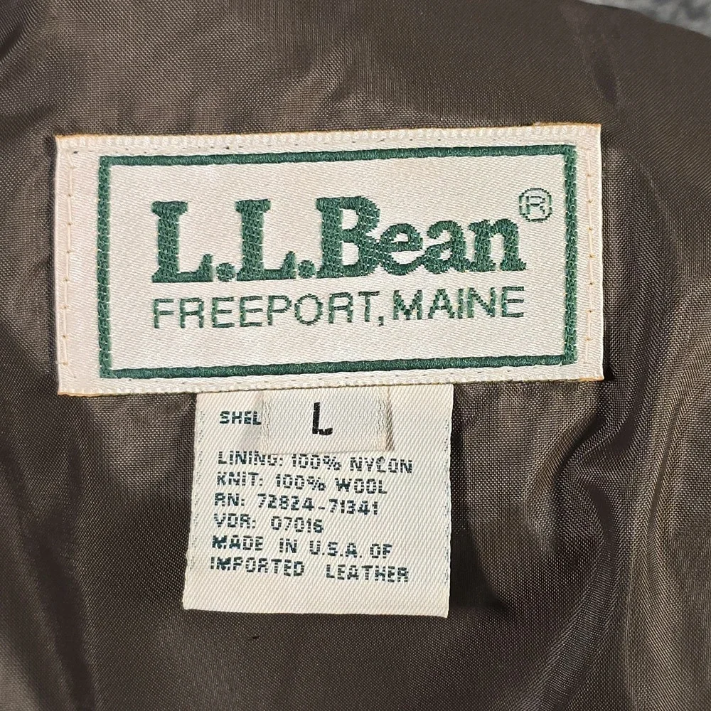 Vintage LL Bean A-2 Leather Bomber Flight Jacket USA Made Brown XL H668